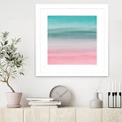 Touching Pink Teal Turquoise Watercolor Abstract #1 by Anita & Bella Jantz on GIANT ART - green digital painting