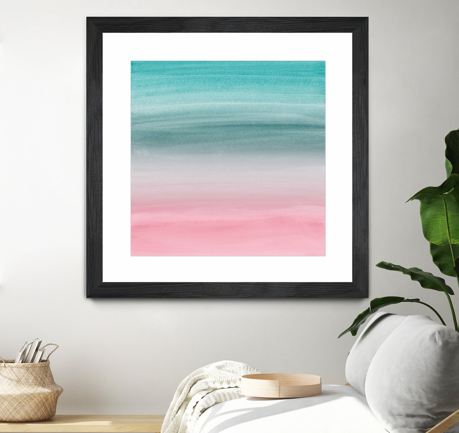 Touching Pink Teal Turquoise Watercolor Abstract #1 by Anita & Bella Jantz on GIANT ART - green digital painting