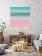 Touching Pink Teal Turquoise Watercolor Abstract #1 by Anita & Bella Jantz on GIANT ART - green digital painting