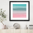 Touching Pink Teal Turquoise Watercolor Abstract #1 by Anita & Bella Jantz on GIANT ART - green digital painting