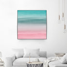 Touching Pink Teal Turquoise Watercolor Abstract #1 by Anita & Bella Jantz on GIANT ART - green digital painting