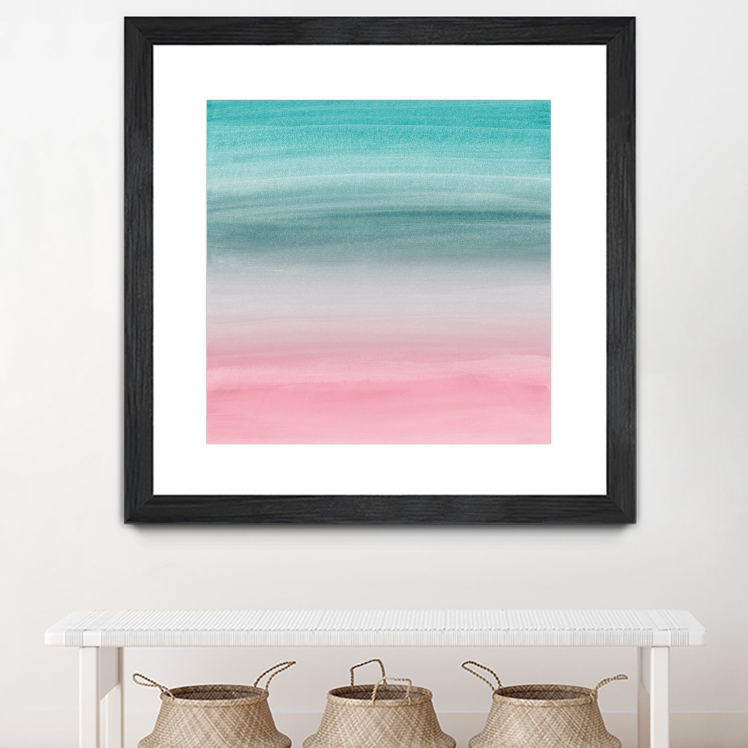 Touching Pink Teal Turquoise Watercolor Abstract #1 by Anita & Bella Jantz on GIANT ART - green digital painting