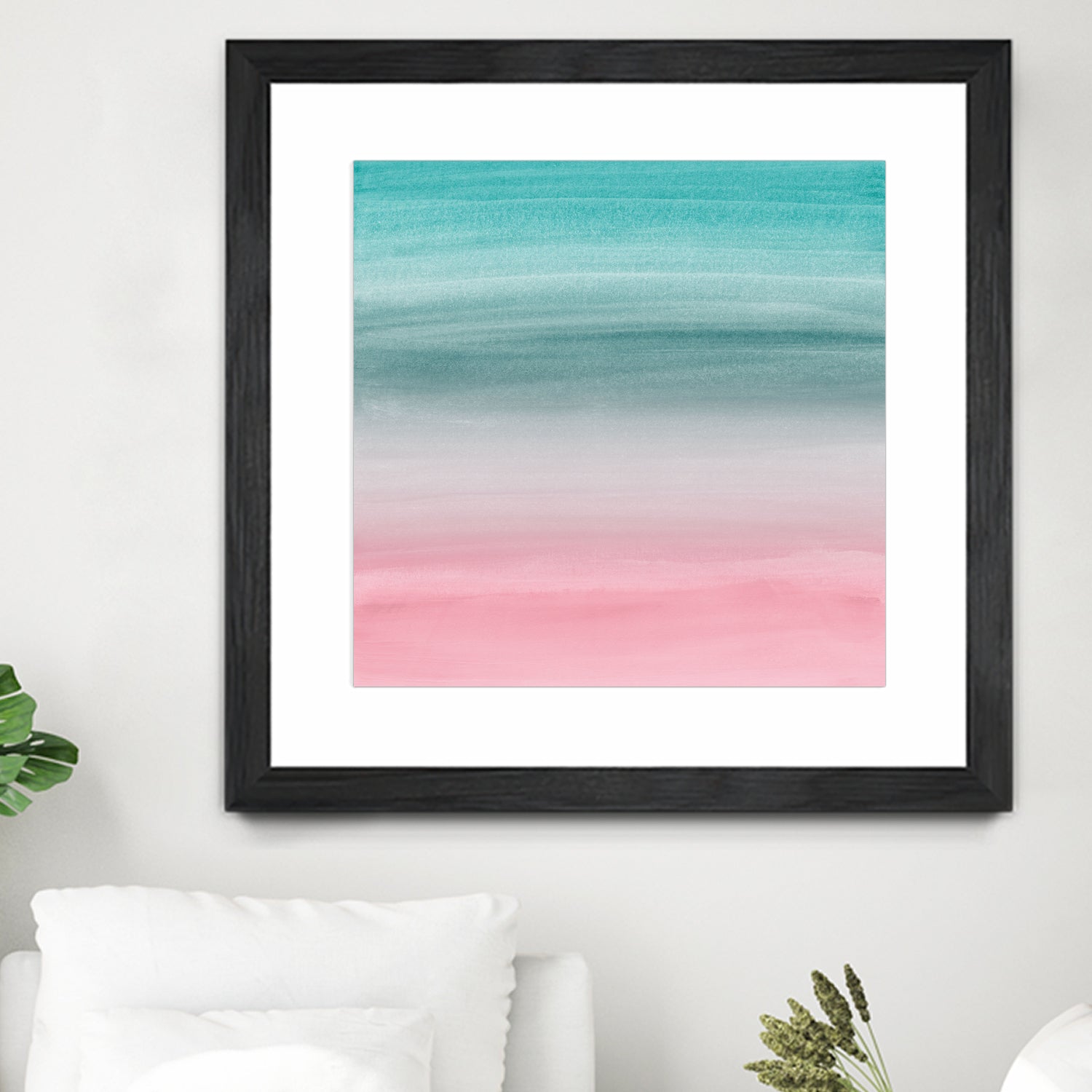 Touching Pink Teal Turquoise Watercolor Abstract #1 by Anita & Bella Jantz on GIANT ART - green digital painting