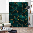 Dark Teal Ink Copper Gold Geometric Glam #1 #geo #decor #art by Anita & Bella Jantz on GIANT ART - green digital painting