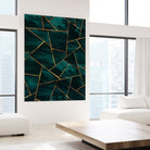 Dark Teal Ink Copper Gold Geometric Glam #1 #geo #decor #art by Anita & Bella Jantz on GIANT ART - green digital painting