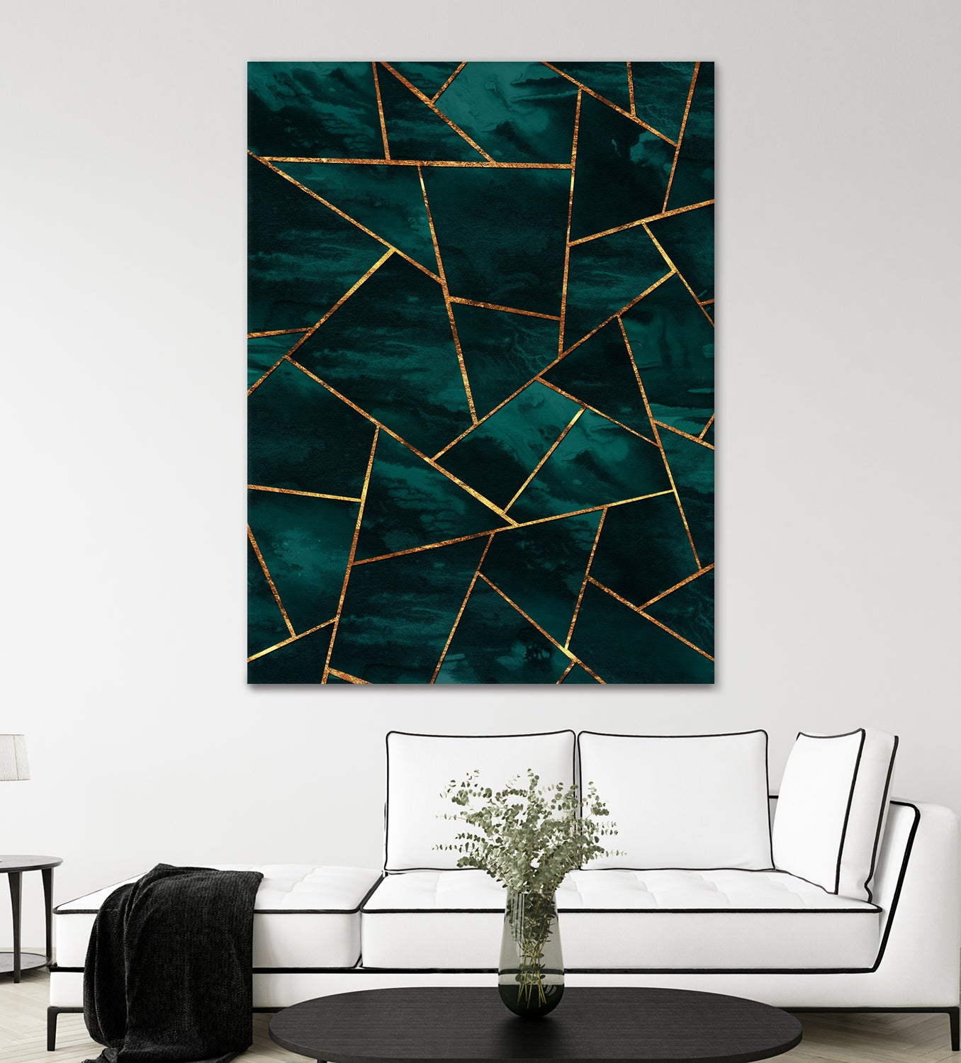 Dark Teal Ink Copper Gold Geometric Glam #1 #geo #decor #art by Anita & Bella Jantz on GIANT ART - green digital painting