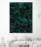 Dark Teal Ink Copper Gold Geometric Glam #1 #geo #decor #art by Anita & Bella Jantz on GIANT ART - green digital painting