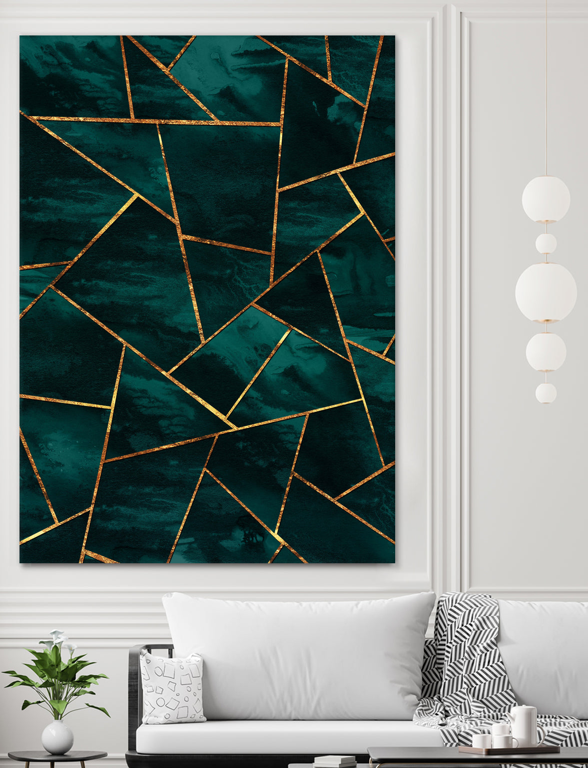 Dark Teal Ink Copper Gold Geometric Glam #1 #geo #decor #art by Anita & Bella Jantz on GIANT ART - green digital painting