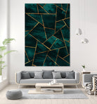 Dark Teal Ink Copper Gold Geometric Glam #1 #geo #decor #art by Anita & Bella Jantz on GIANT ART - green digital painting