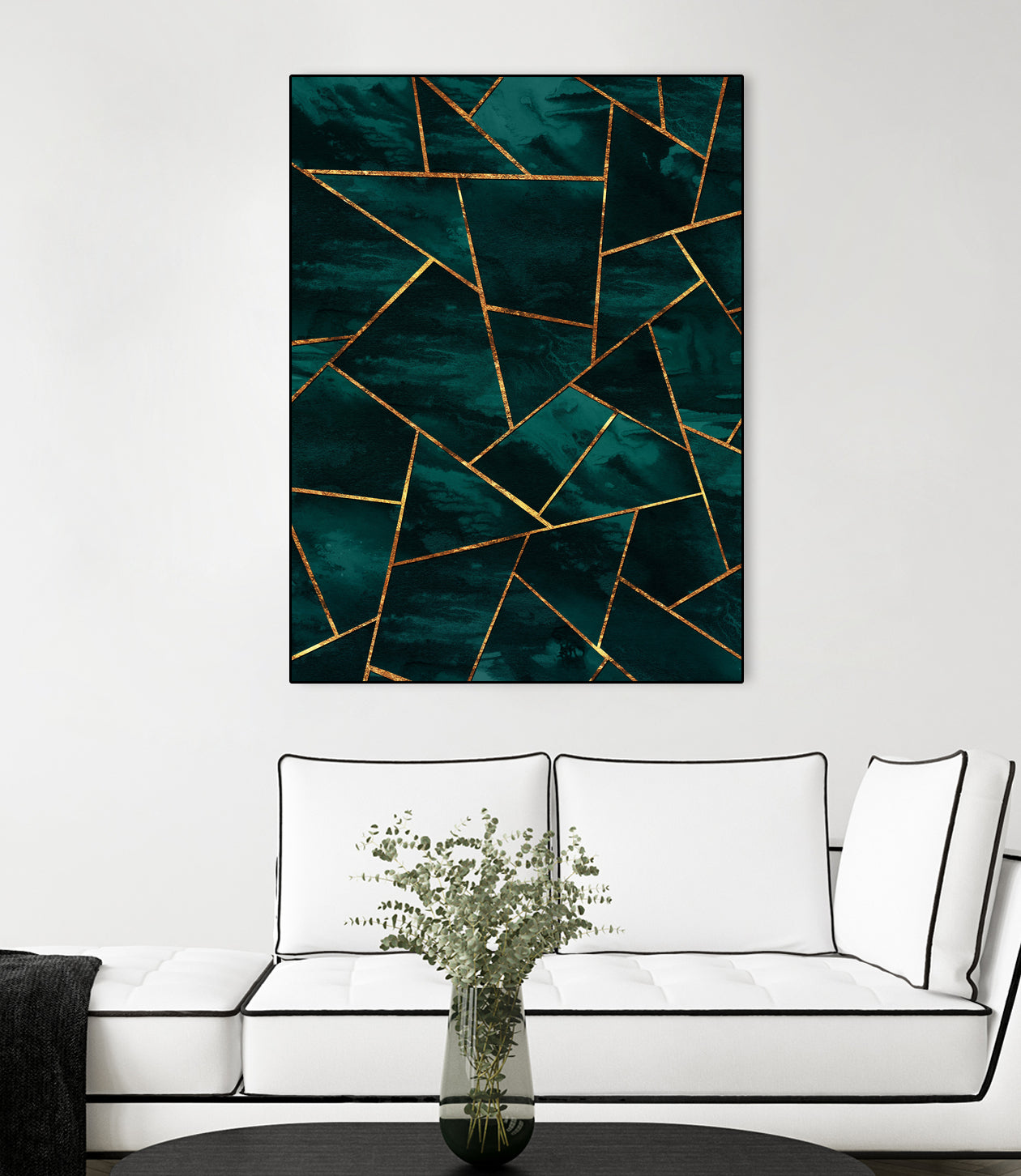 Dark Teal Ink Copper Gold Geometric Glam #1 #geo #decor #art by Anita & Bella Jantz on GIANT ART - green digital painting