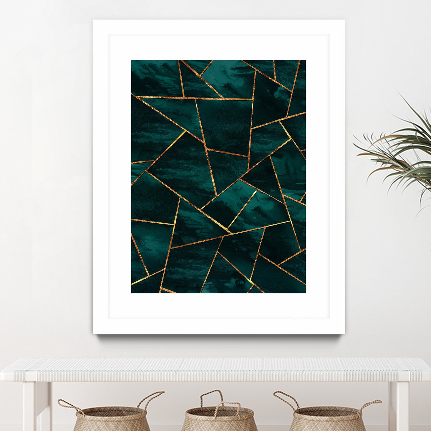 Dark Teal Ink Copper Gold Geometric Glam #1 #geo #decor #art by Anita & Bella Jantz on GIANT ART - green digital painting