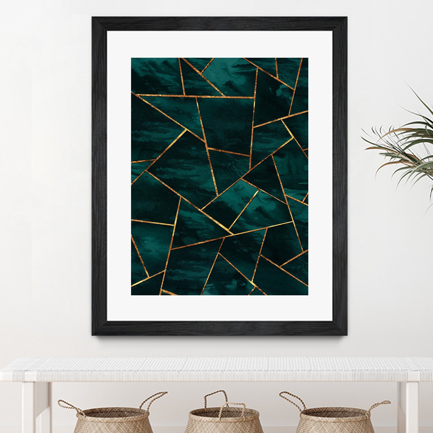 Dark Teal Ink Copper Gold Geometric Glam #1 #geo #decor #art by Anita & Bella Jantz on GIANT ART - green digital painting