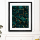 Dark Teal Ink Copper Gold Geometric Glam #1 #geo #decor #art by Anita & Bella Jantz on GIANT ART - green digital painting