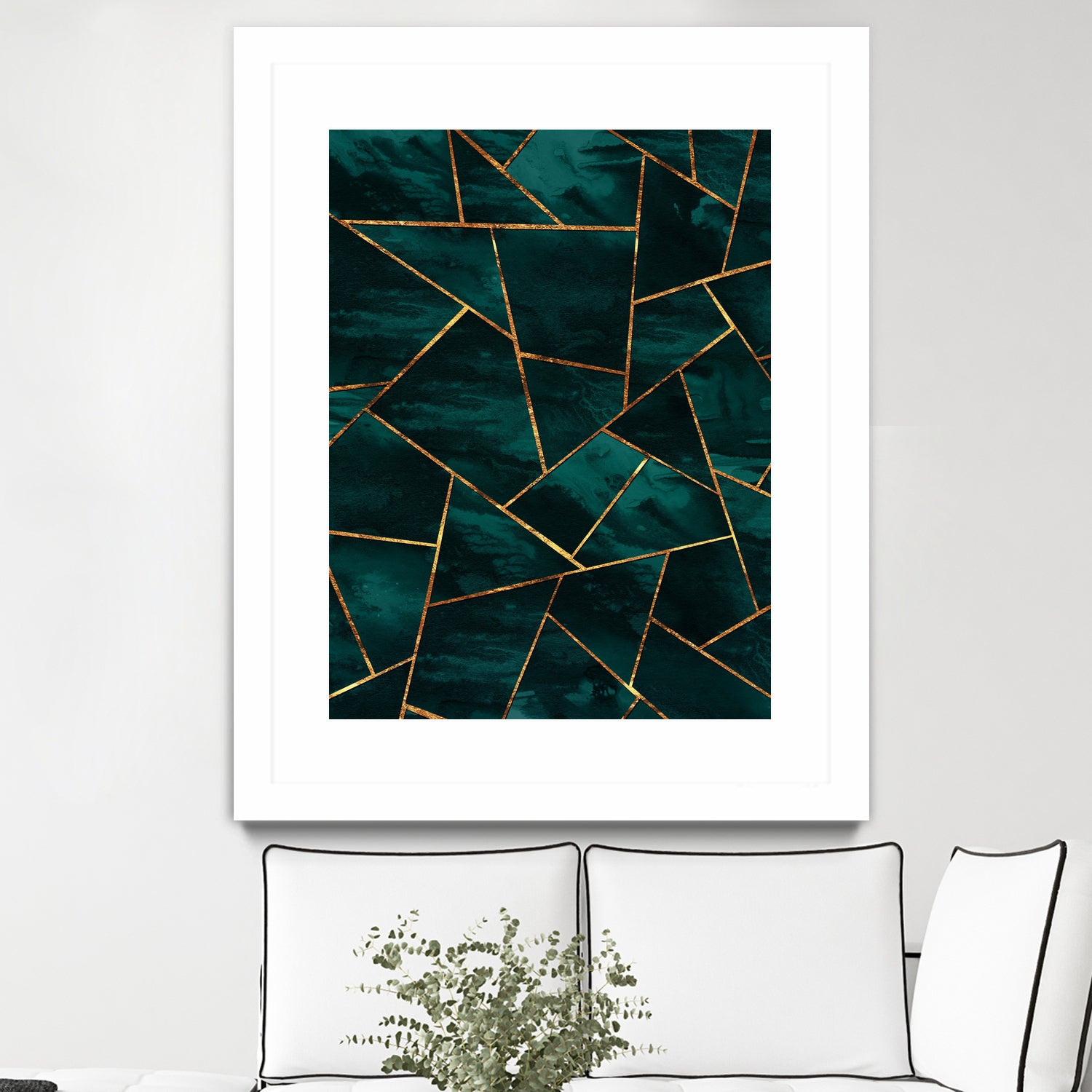 Dark Teal Ink Copper Gold Geometric Glam #1 #geo #decor #art by Anita & Bella Jantz on GIANT ART - green digital painting