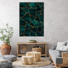 Dark Teal Ink Copper Gold Geometric Glam #1 #geo #decor #art by Anita & Bella Jantz on GIANT ART - green digital painting