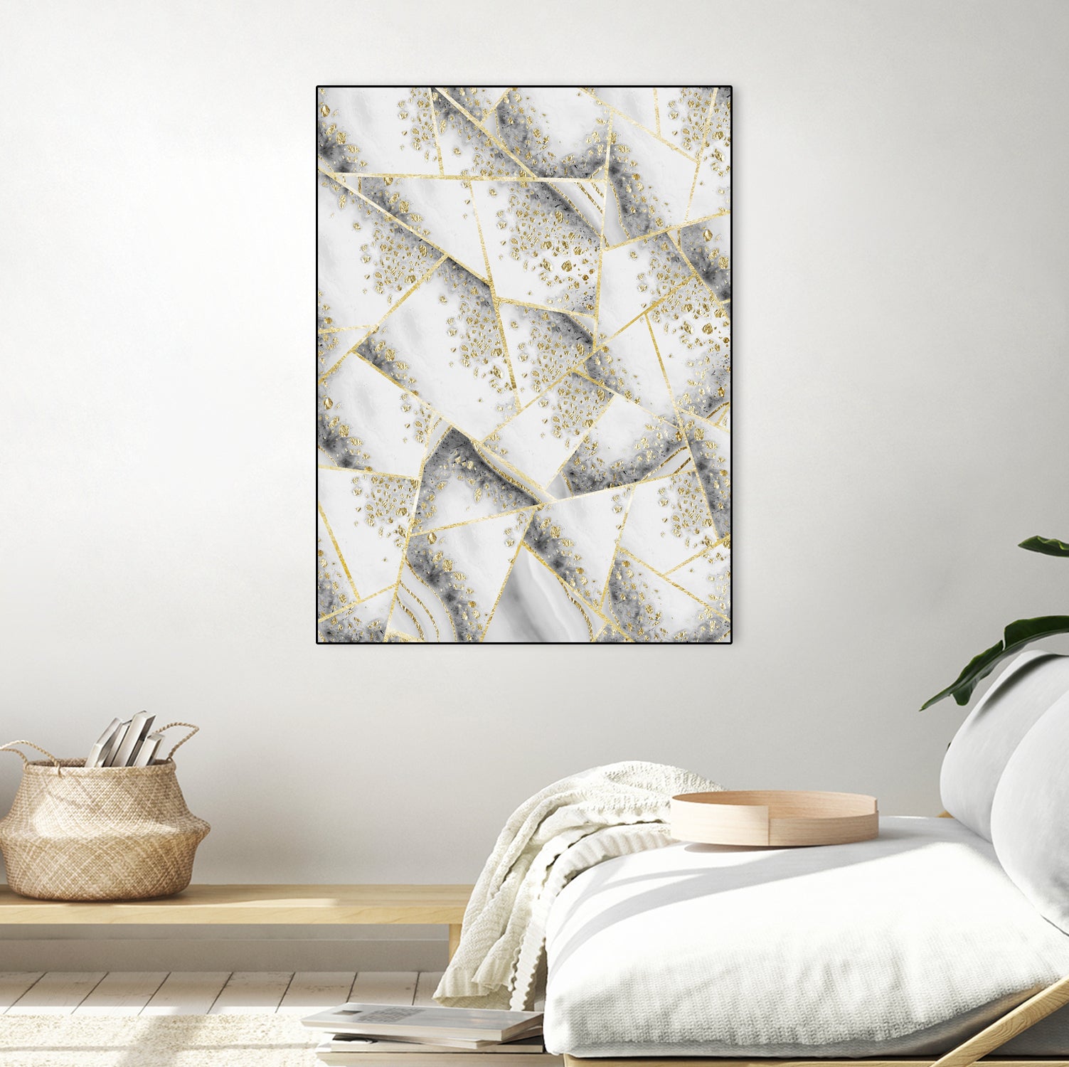 White Agate Gold Geometric Glam #1 #geo #gem #decor #art by Anita & Bella Jantz on GIANT ART - gray vector illustration