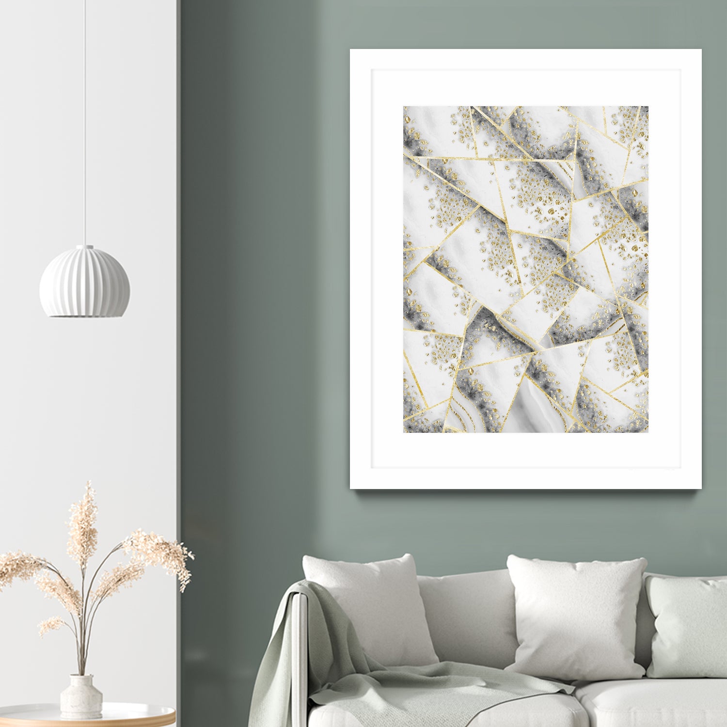 White Agate Gold Geometric Glam #1 #geo #gem #decor #art by Anita & Bella Jantz on GIANT ART - gray vector illustration