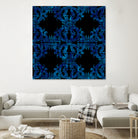 Blue carved tile ceramic effect by Bernadette Mombourgh on GIANT ART - blue digital painting