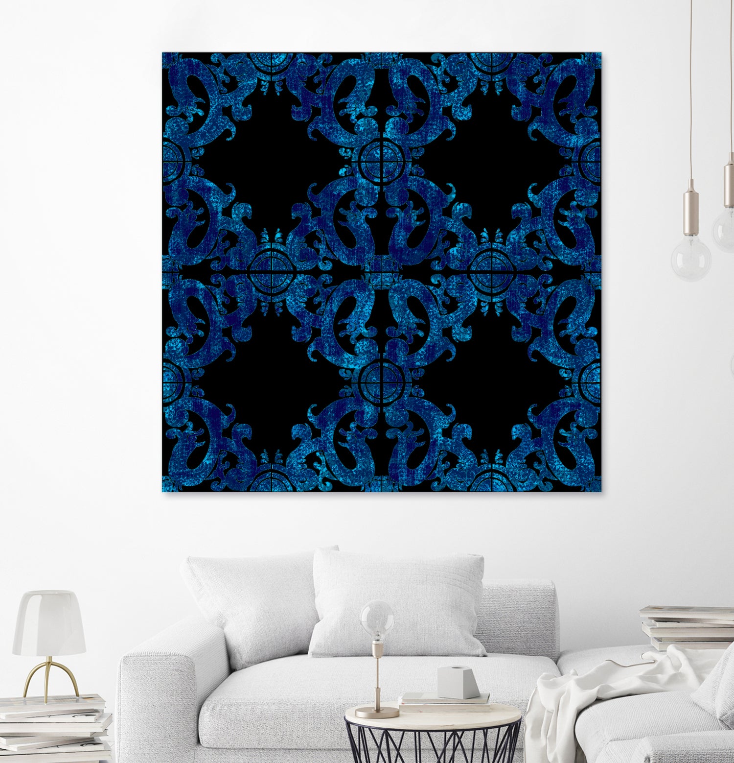 Blue carved tile ceramic effect by Bernadette Mombourgh on GIANT ART - blue digital painting