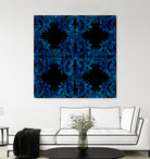 Blue carved tile ceramic effect by Bernadette Mombourgh on GIANT ART - blue digital painting