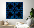 Blue carved tile ceramic effect by Bernadette Mombourgh on GIANT ART - blue digital painting