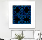 Blue carved tile ceramic effect by Bernadette Mombourgh on GIANT ART - blue digital painting