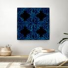 Blue carved tile ceramic effect by Bernadette Mombourgh on GIANT ART - blue digital painting