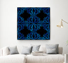 Blue carved tile ceramic effect by Bernadette Mombourgh on GIANT ART - blue digital painting