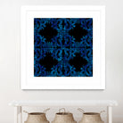 Blue carved tile ceramic effect by Bernadette Mombourgh on GIANT ART - blue digital painting