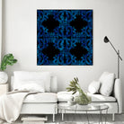 Blue carved tile ceramic effect by Bernadette Mombourgh on GIANT ART - blue digital painting