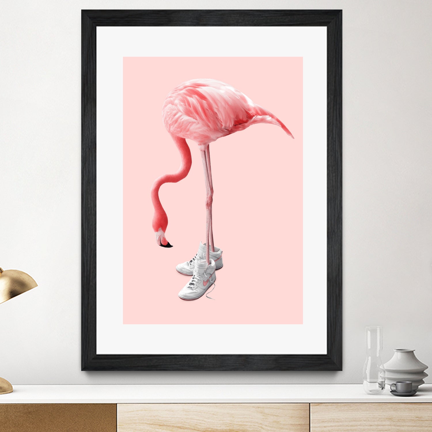 SNEAKER FLAMINGO by Jonas Loose on GIANT ART - pink photo manipulation