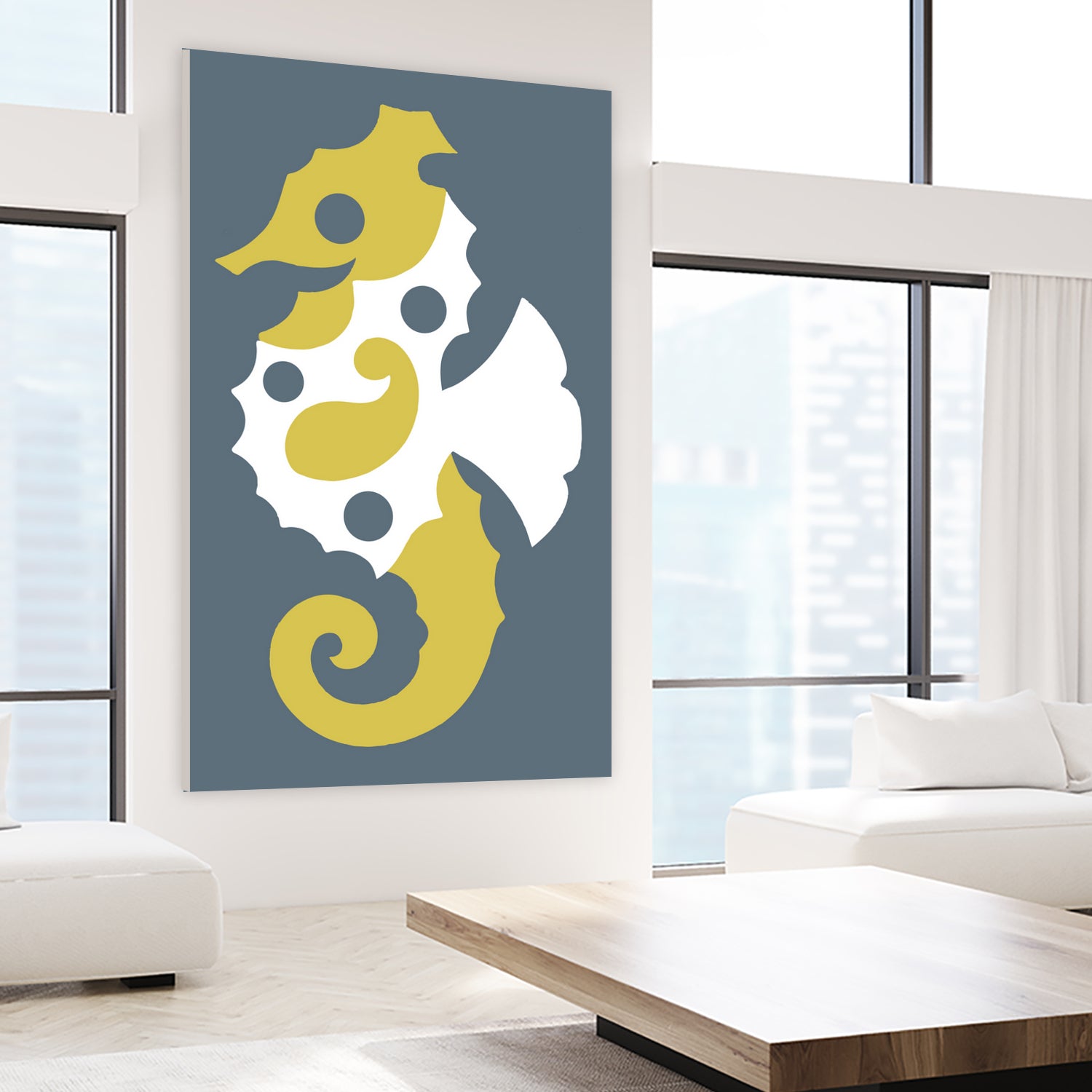 AMALFI SEAHORSE GREY by Thomas Fernez on GIANT ART - yellow digital drawing