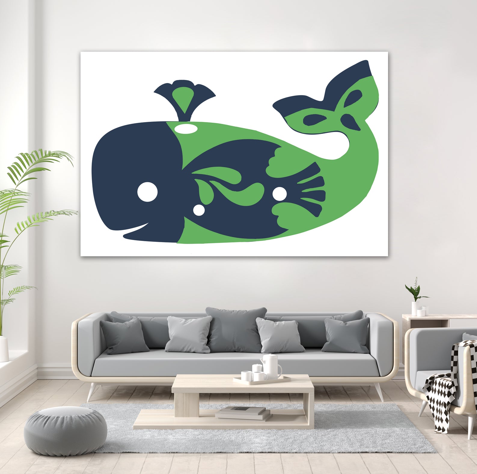 AMALFI WHALE GREEN by Thomas Fernez on GIANT ART - green digital drawing