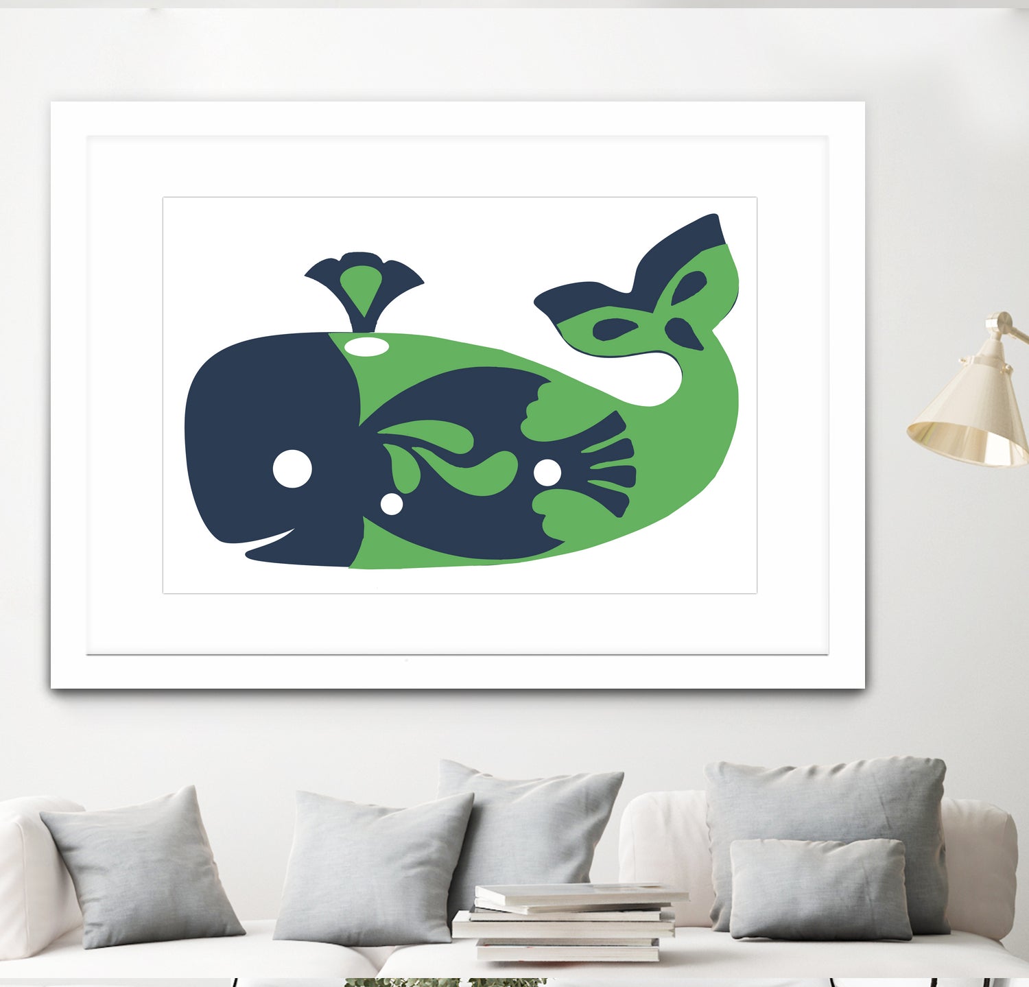 AMALFI WHALE GREEN by Thomas Fernez on GIANT ART - green digital drawing