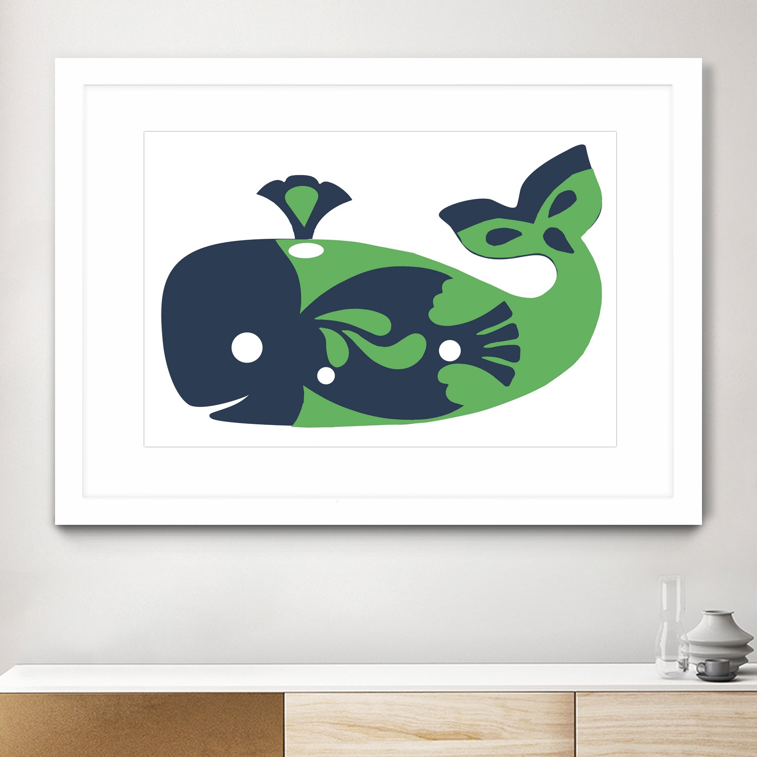 AMALFI WHALE GREEN by Thomas Fernez on GIANT ART - green digital drawing