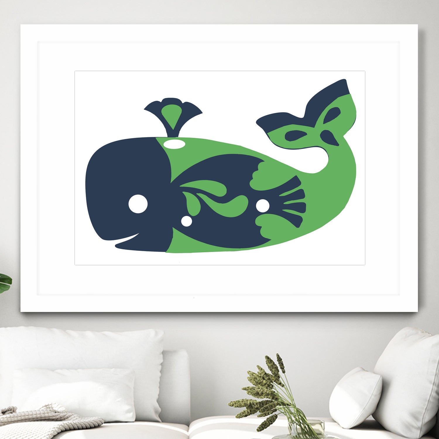 AMALFI WHALE GREEN by Thomas Fernez on GIANT ART - green digital drawing