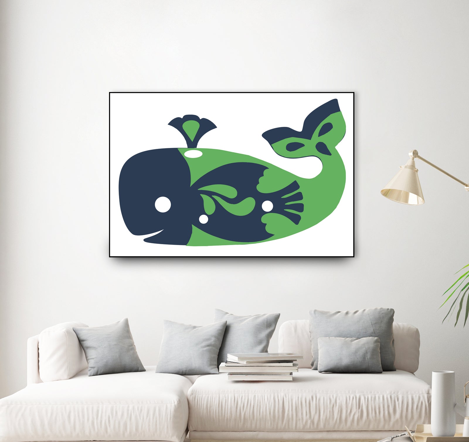 AMALFI WHALE GREEN by Thomas Fernez on GIANT ART - green digital drawing