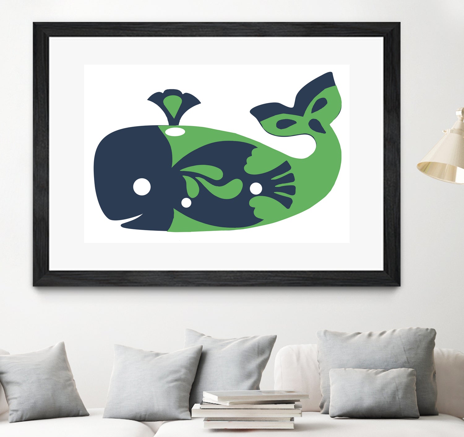 AMALFI WHALE GREEN by Thomas Fernez on GIANT ART - green digital drawing