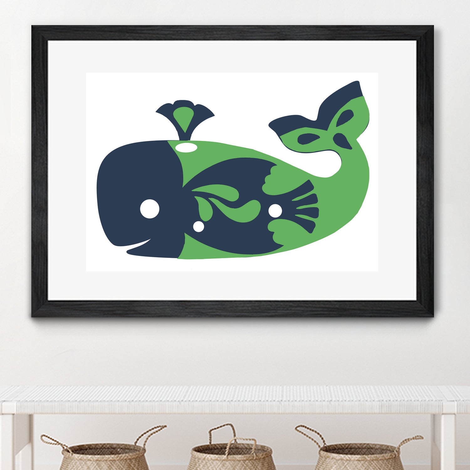 AMALFI WHALE GREEN by Thomas Fernez on GIANT ART - green digital drawing