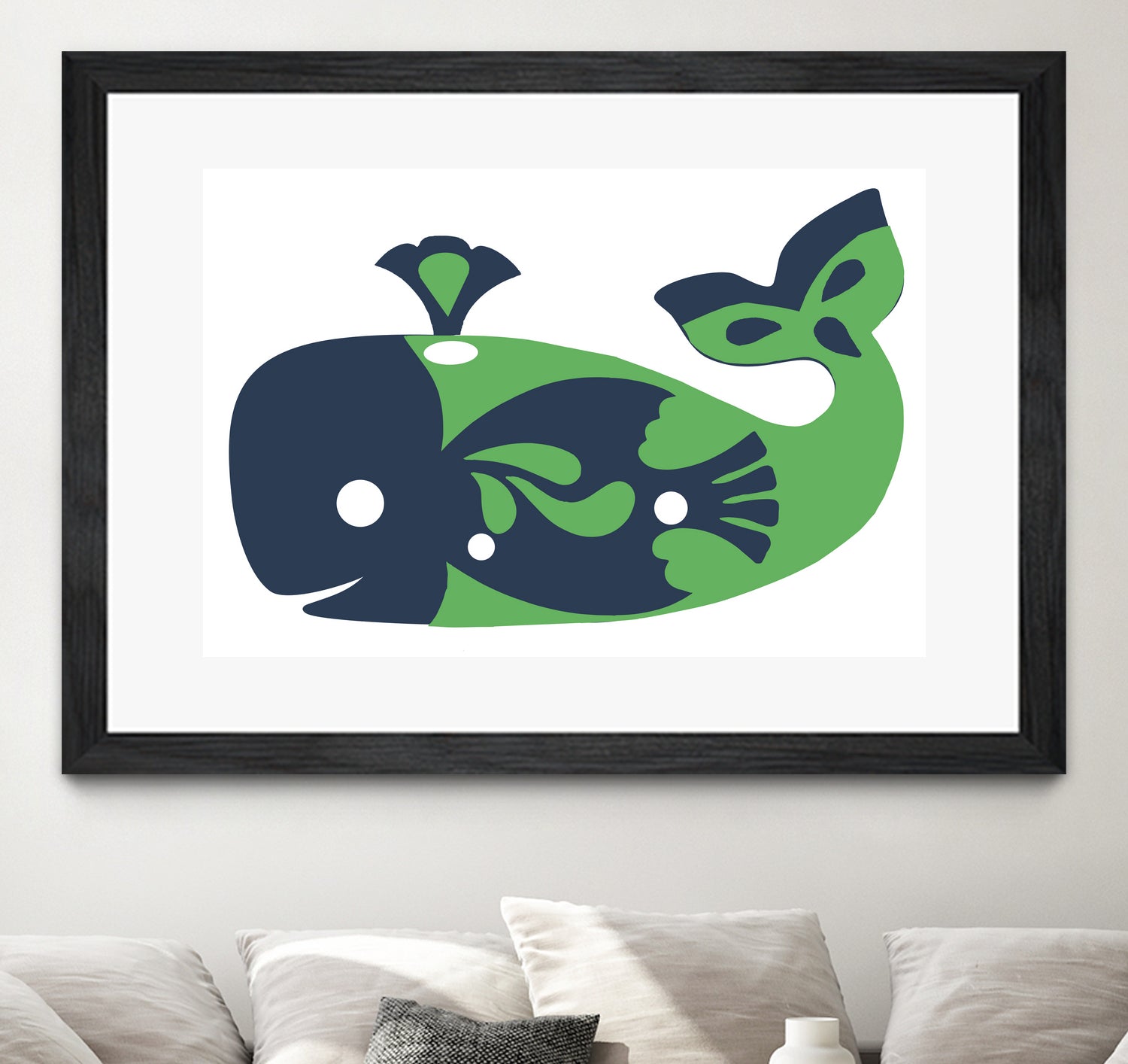 AMALFI WHALE GREEN by Thomas Fernez on GIANT ART - green digital drawing