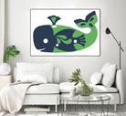 AMALFI WHALE GREEN by Thomas Fernez on GIANT ART - green digital drawing