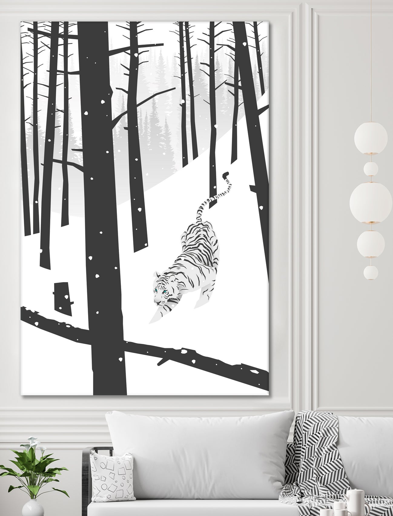 White tiger by Roland Bánrévi on GIANT ART - white vector illustration