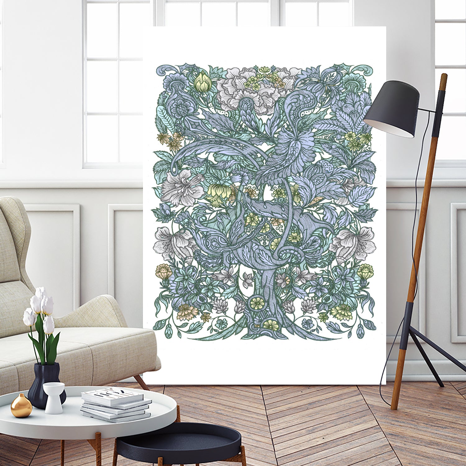 Floral delight by anne corr on GIANT ART - blue digital painting