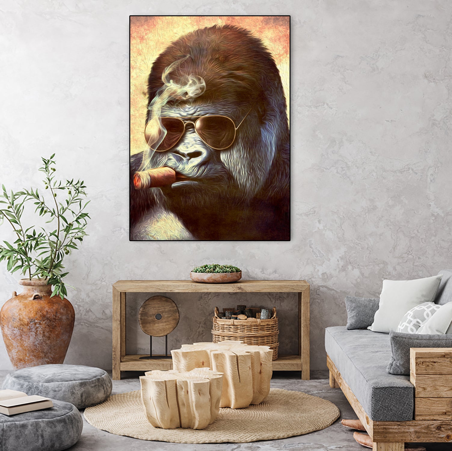 Gorilla In The Mist by Andrew Treherne on GIANT ART - brown digital painting