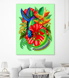 The Lizard, The Hummingbird and The Hibiscus by Monica Terrana on GIANT ART - green digital drawing