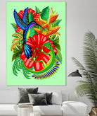 The Lizard, The Hummingbird and The Hibiscus by Monica Terrana on GIANT ART - green digital drawing