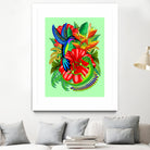 The Lizard, The Hummingbird and The Hibiscus by Monica Terrana on GIANT ART - green digital drawing