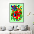 The Lizard, The Hummingbird and The Hibiscus by Monica Terrana on GIANT ART - green digital drawing