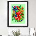 The Lizard, The Hummingbird and The Hibiscus by Monica Terrana on GIANT ART - green digital drawing