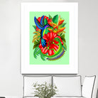 The Lizard, The Hummingbird and The Hibiscus by Monica Terrana on GIANT ART - green digital drawing